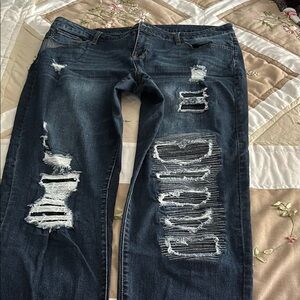 Distressed Blue Jeans